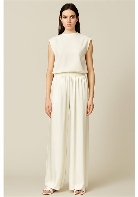 Pantaloni palazzo panna JUCCA in tessuto fluido  Eleganza minimal Made in Italy JUCCA | Pantaloni | J4154008/07045