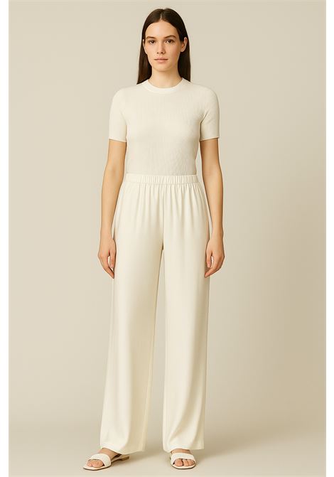 Pantaloni palazzo panna JUCCA in tessuto fluido  Eleganza minimal Made in Italy JUCCA | Pantaloni | J4154008/07045