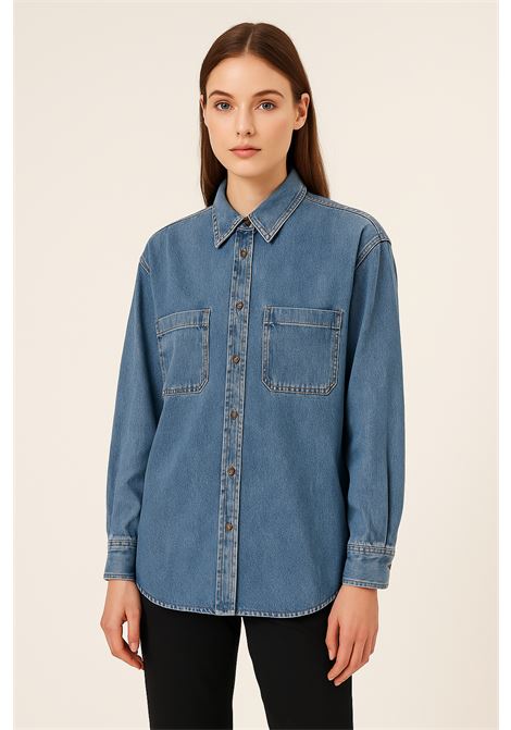 Camicia denim donna JUCCA in cotone lavaggio medio  Stile casual-chic Made in Italy JUCCA | Pantaloni | J4154056/29998