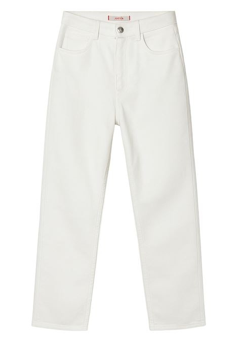 White stiff denim jeans by JUCCA with a straight cut and high waist. A refined and versatile essential for every season. JUCCA |  | J4154214/90001