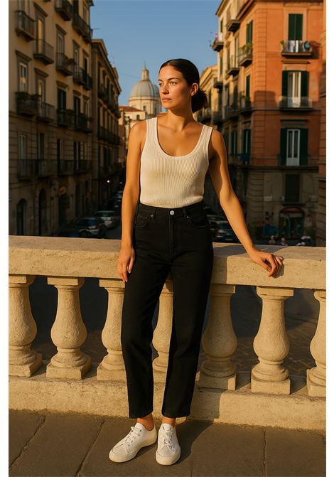 Jeans neri cropped donna a gamba dritta JUCCA | Jeans | J4154214/90003