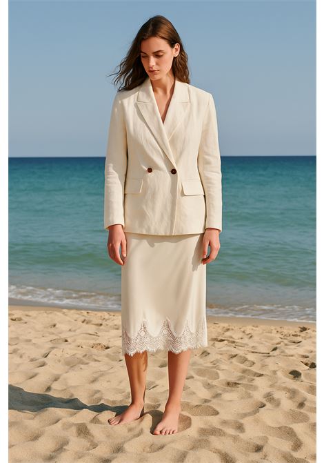 Gonna Sottoveste in Raso Panna con Pizzo - JUCCA JUCCA | Gonne | J4155103/07P045