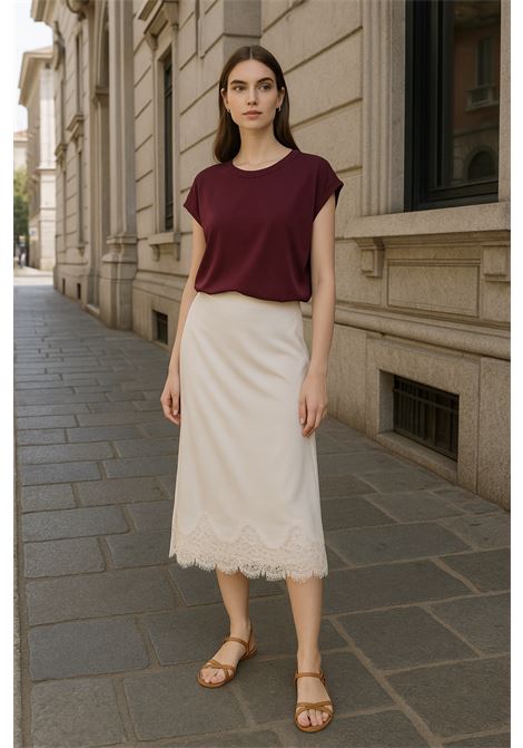 Gonna Sottoveste in Raso Panna con Pizzo - JUCCA JUCCA | Gonne | J4155103/07P045