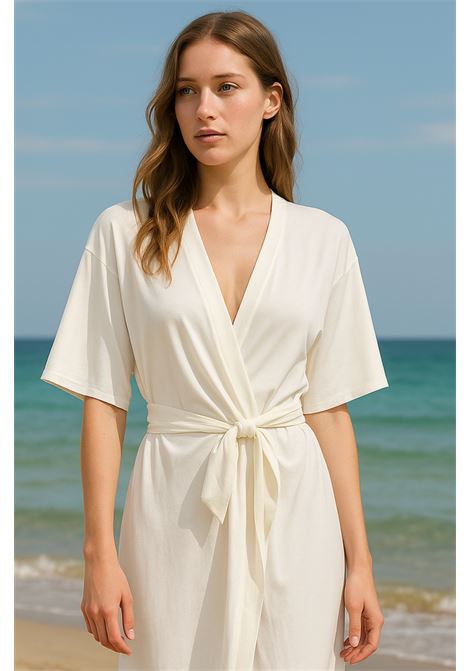 Abito Lungo Incrociato in Jersey Bianco Fluido - JUCCA JUCCA | Abiti | J4157180/01001