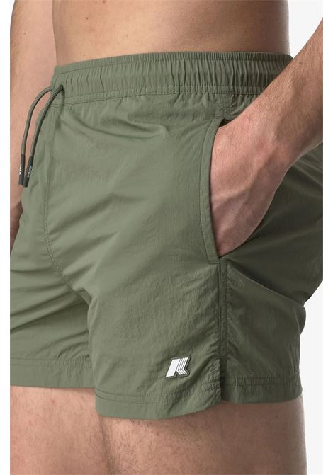 HAZEL BEACH - Costume da Bagno Uomo Quick-Dry Verde Lichene con Tasche K-WAY | Costume | K8136LWV15