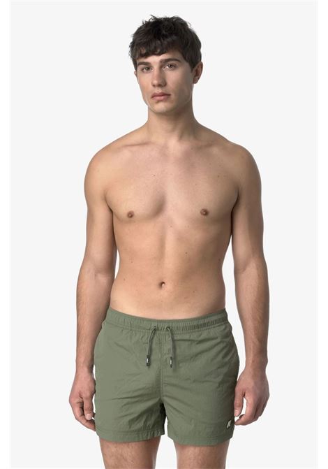 HAZEL BEACH - Costume da Bagno Uomo Quick-Dry Verde Lichene con Tasche K-WAY | Costume | K8136LWV15