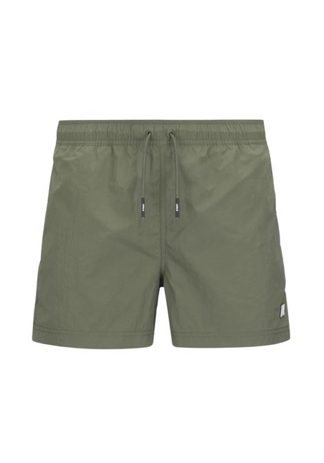 HAZEL BEACH - Costume da Bagno Uomo Quick-Dry Verde Lichene con Tasche K-WAY | Costume | K8136LWV15