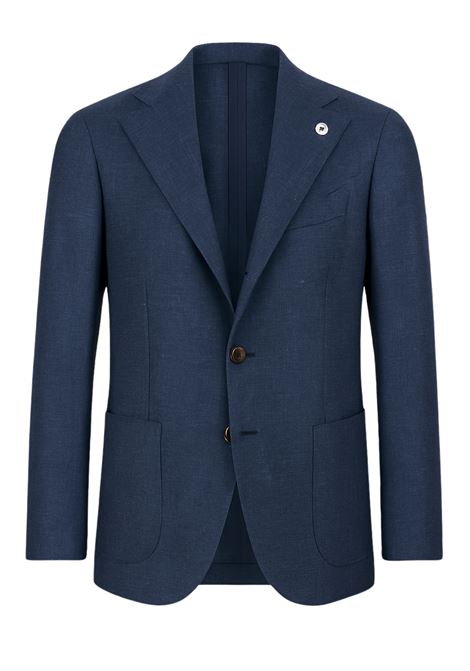Giacca monopetto blu navy in misto lana, seta e lino L.B.M. | Giacche | 52003/052684