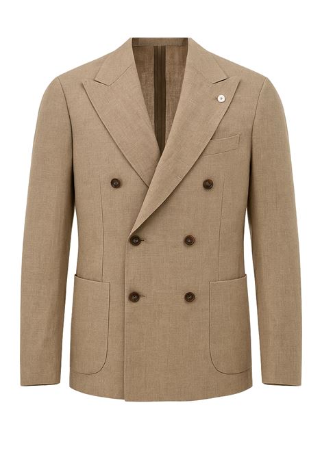 L.B.M. - Men's 100% linen beige double-breasted jacket - Made in Italy L.B.M. |  | 54243/022686