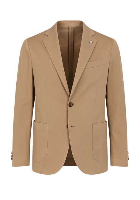 Giacca monopetto color sabbia in cotone stretch L.B.M. | Giacche | 55019/022850