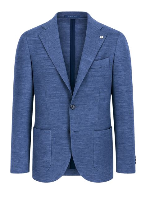 Giacca monopetto uomo in lino e cotone blu mélange L.B.M. | Giacche | 55205/052812