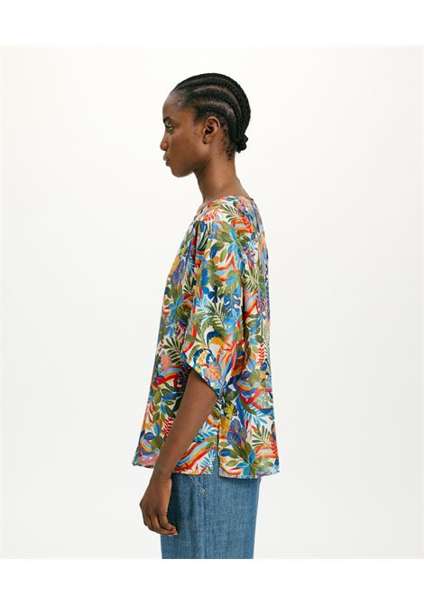 Blusa jari in habutai stampato - multicolor panna MOMONI | Bluse | MOBL0041175