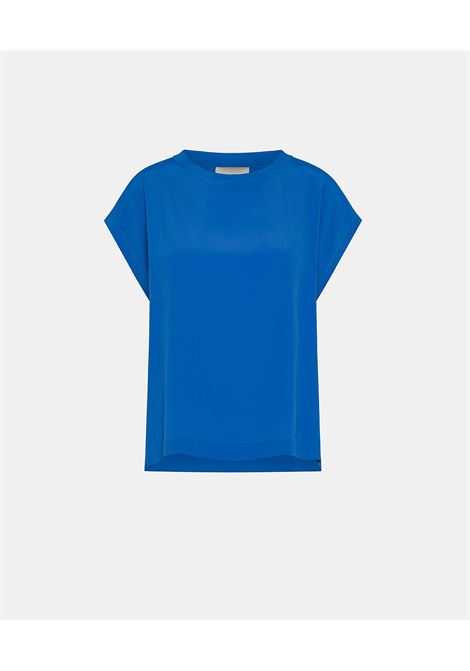 Blusa Curacao in Acetato Seta Unito - Cobalto MOMONI | Bluse | MOBL004LMM0881