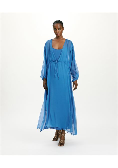 Vestito cile in chiffon crepon di seta - cobalto MOMONI | Vestiti | MODR002MO010881