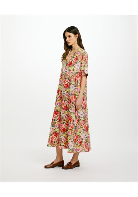 Vestito penelope in crepe de chine stampato - multicolor rosato MOMONI | Vestiti | MODR0224546
