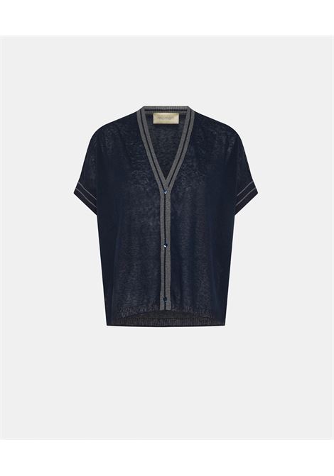 Maglia priprioca in cotone e lino - blu MOMONI | Maglieria | MOKN0090890
