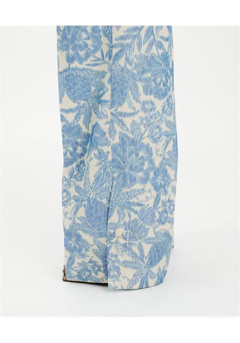 Pantaloni santiago in jaquard tropical - burro/blu navy MOMONI | Pantaloni | MOPA0021184