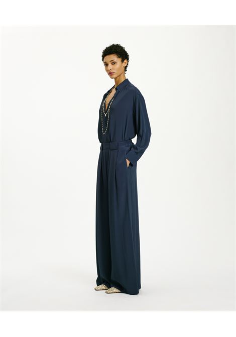 Aspen Pants in United Silk Acetate - Midnight Blue MOMONI |  | MOPA005LMM0870