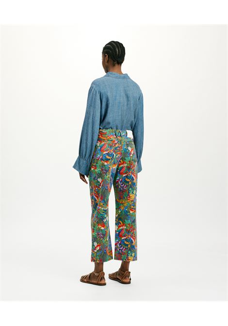Pantaloni ivo in canvas stampato - multicolor blu MOMONI | Pantaloni | MOPA009MO228002