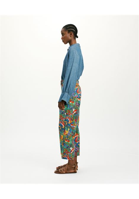Pantaloni ivo in canvas stampato - multicolor blu MOMONI | Pantaloni | MOPA009MO228002
