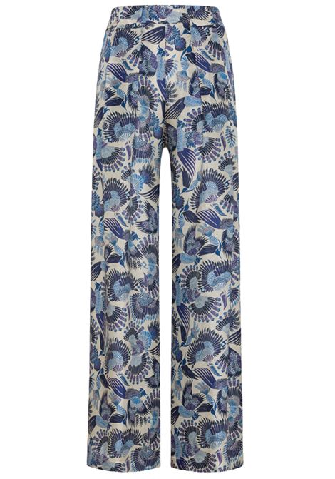 Pantaloni aspen in habutai stampato - multicolor azzurro MOMONI | Pantaloni | MOPA019MO188054
