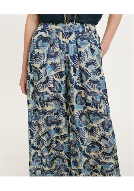 Pantaloni aspen in habutai stampato - multicolor azzurro MOMONI | Pantaloni | MOPA019MO188054
