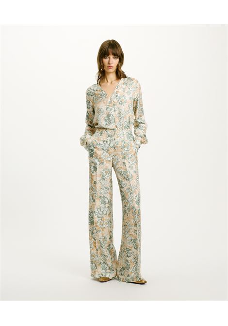 Candeo Pants in Printed Silk Twill - Tobacco/Navy Water MOMONI |  | MOPA0251586