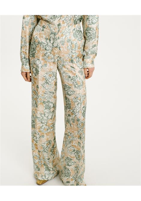 Candeo Pants in Printed Silk Twill - Tobacco/Navy Water MOMONI |  | MOPA0251586