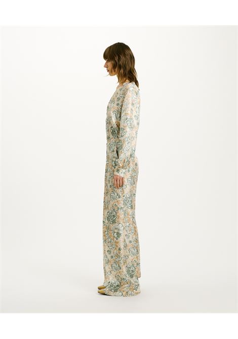 Candeo Pants in Printed Silk Twill - Tobacco/Navy Water MOMONI |  | MOPA0251586