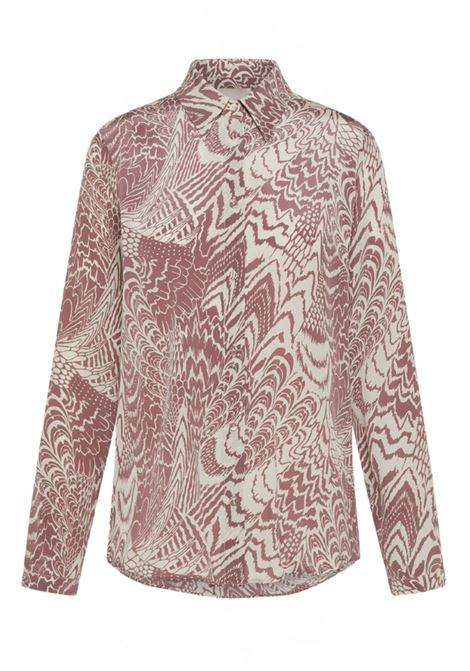 Meudon in seta crepe de chine stampata - panna/mosto MOMONI | Camicie | MOSH0021232