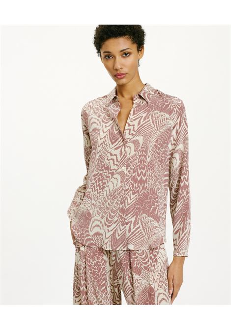 Meudon in seta crepe de chine stampata - panna/mosto MOMONI | Camicie | MOSH0021232