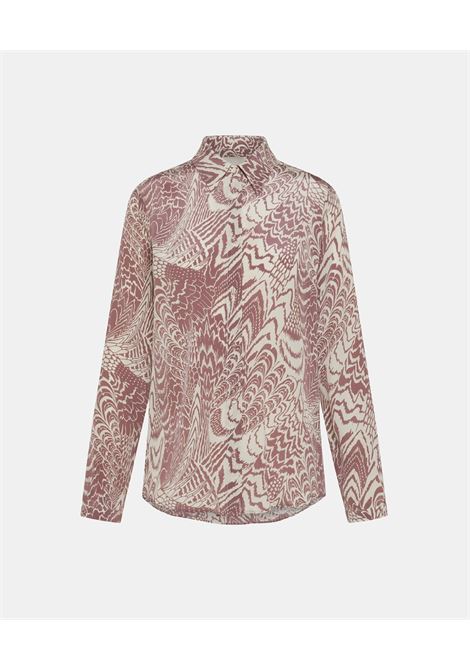 Meudon in seta crepe de chine stampata - panna/mosto MOMONI | Camicie | MOSH0021232
