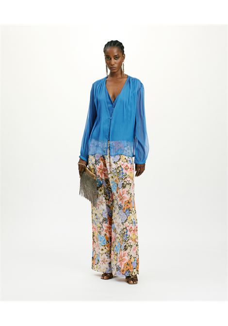 Camicia zamba in chiffon crepon di seta - cobalto MOMONI | Camicie | MOSH002MO010881