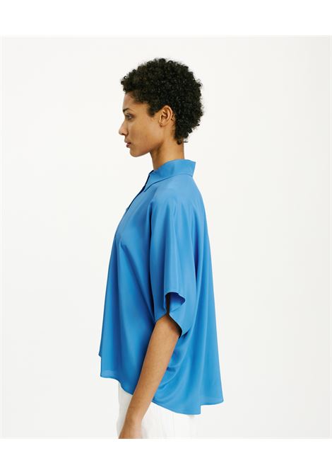 Camicia Brooklyn Acetato Seta Unito - Cobalto MOMONI | Camicie | MOSH004LMM0881