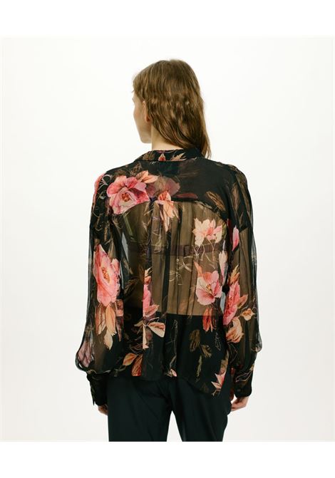 Camicia camila in chiffon crepon stampato - nero/rosa MOMONI | Camicie | MOSH004MO099041