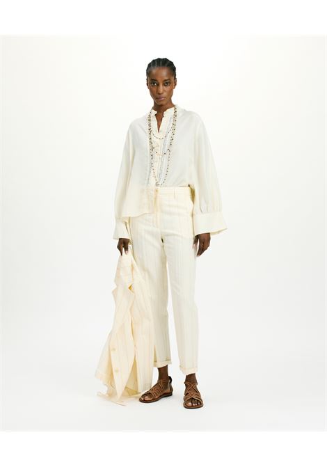 Camicia franklin in habutai con valenciennes - panna MOMONI | Camicie | MOSH0050040