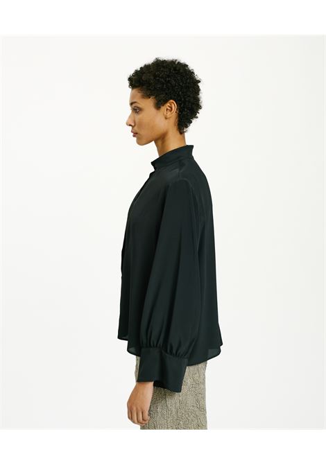 Camicia Franklyn in Acetato Seta Unito - Nero MOMONI | Camicie | MOSH008LMM0990