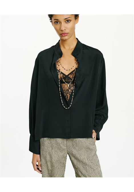 Camicia Franklyn in Acetato Seta Unito - Nero MOMONI | Camicie | MOSH008LMM0990