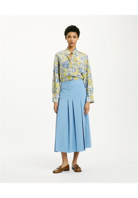 Camicia Franklin in Crepe de Chine Stampato - Verde/Blu MOMONI | Camicie | MOSH008LMM7609