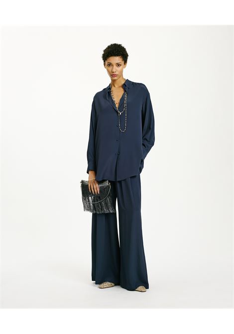 Camicia Hamacas in Acetato Seta - Blu Notte MOMONI | Camicie | MOSH0090870