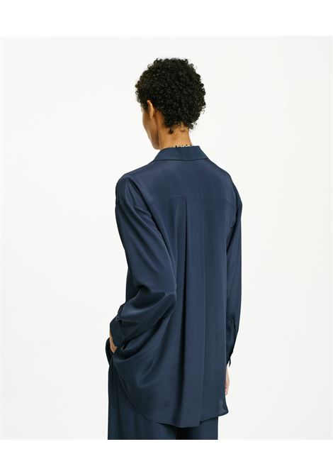 Camicia Hamacas in Acetato Seta - Blu Notte MOMONI | Camicie | MOSH0090870