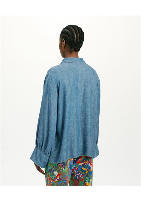 Camicia catinga in chambray stonewashed - blu jeans MOMONI | Camicie | MOSH0100871
