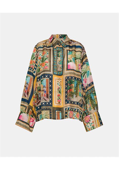 Camicia catinga in habutai stampato - multicolor verde MOMONI | Camicie | MOSH0107008