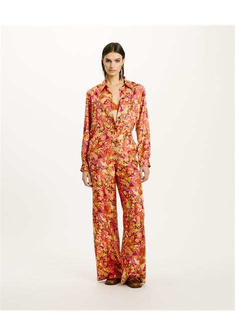 Camicia Papaya in Twill di Seta Stampata - Rosa/Bordeaux MOMONI | Camicie | MOSH0114021