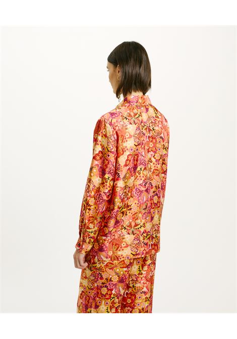Camicia Papaya in Twill di Seta Stampata - Rosa/Bordeaux MOMONI | Camicie | MOSH0114021