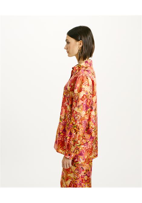 Camicia Papaya in Twill di Seta Stampata - Rosa/Bordeaux MOMONI | Camicie | MOSH0114021