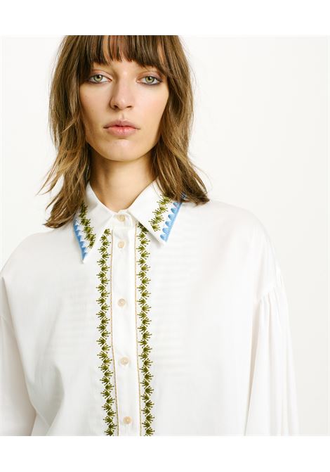 Camicia Pedreira in Filafil di Cotone Ricamato - Bianco MOMONI | Camicie | MOSH0120016