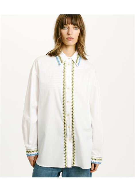Camicia Pedreira in Filafil di Cotone Ricamato - Bianco MOMONI | Camicie | MOSH0120016