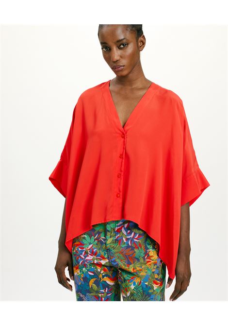 Camicia paha in acetato seta unito - rosso MOMONI | Camicie | MOSH016MO080350
