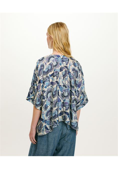 Camicia paha in habutai stampato - multicolor azzurro MOMONI | Camicie | MOSH016MO188054